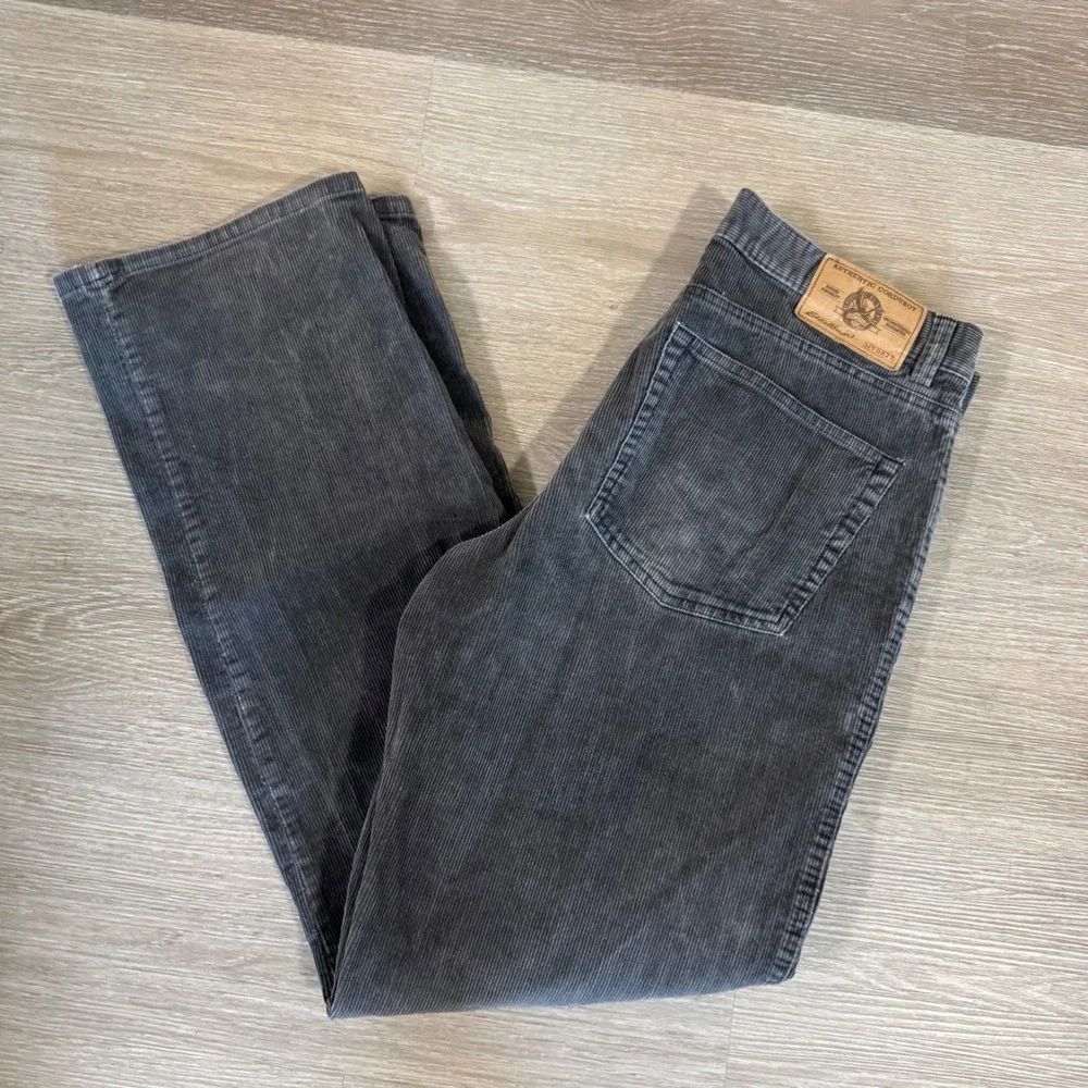 Eddie Bauer Corduroy Pants Mens 36x34 Gray Straight Leg Cotton 5-Pocket 0118